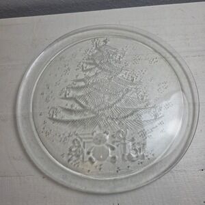 Vintage NOEL Duralex Christmas Platter Teddy Bear Tree Serving Dish 13 Inch